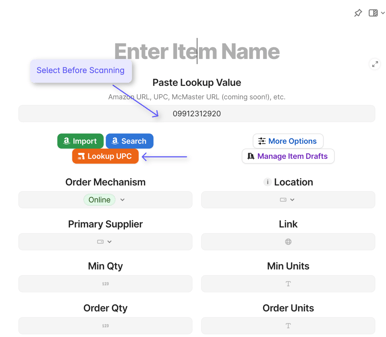 Form with various input fields