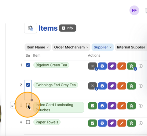 Inventory Item Table Screenshot