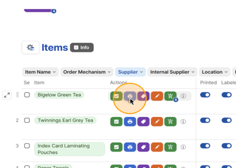 Screenshot of an Items List with Actions (1)