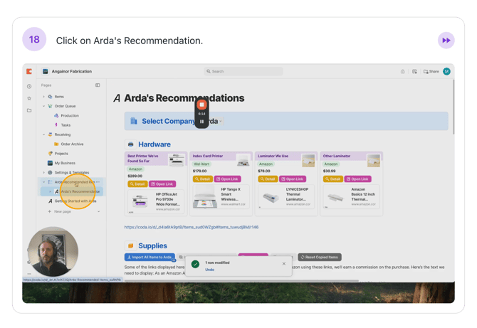 Step #18: Click on Arda's Recommendation.