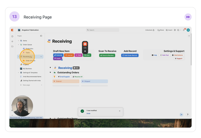 Step #13: Receiving Page