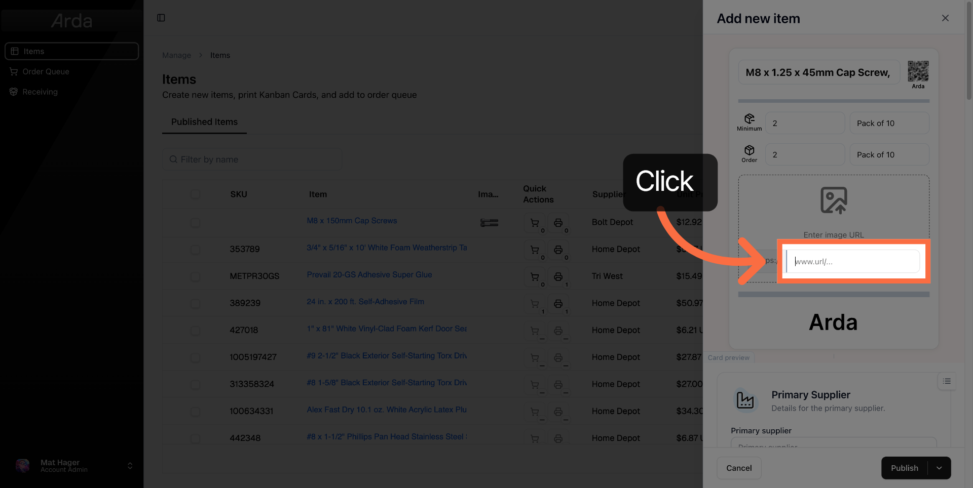 Select Image URL Field
