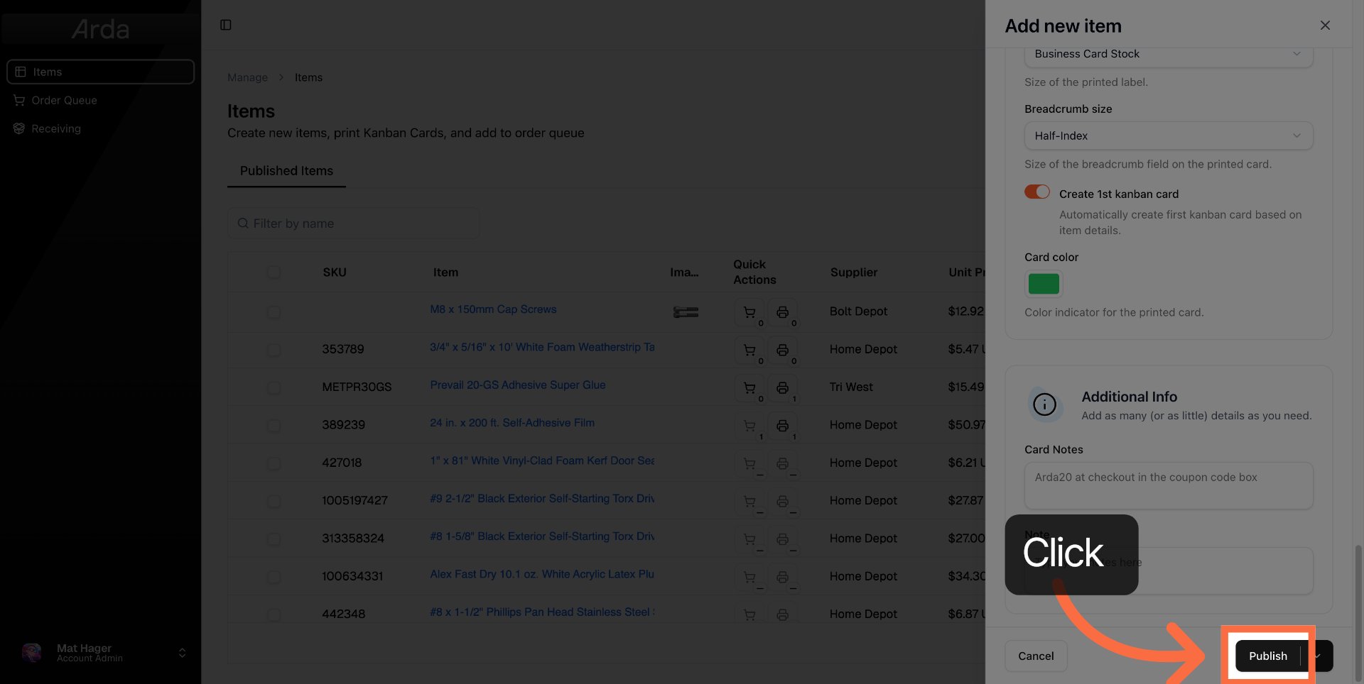 Click Publish Button