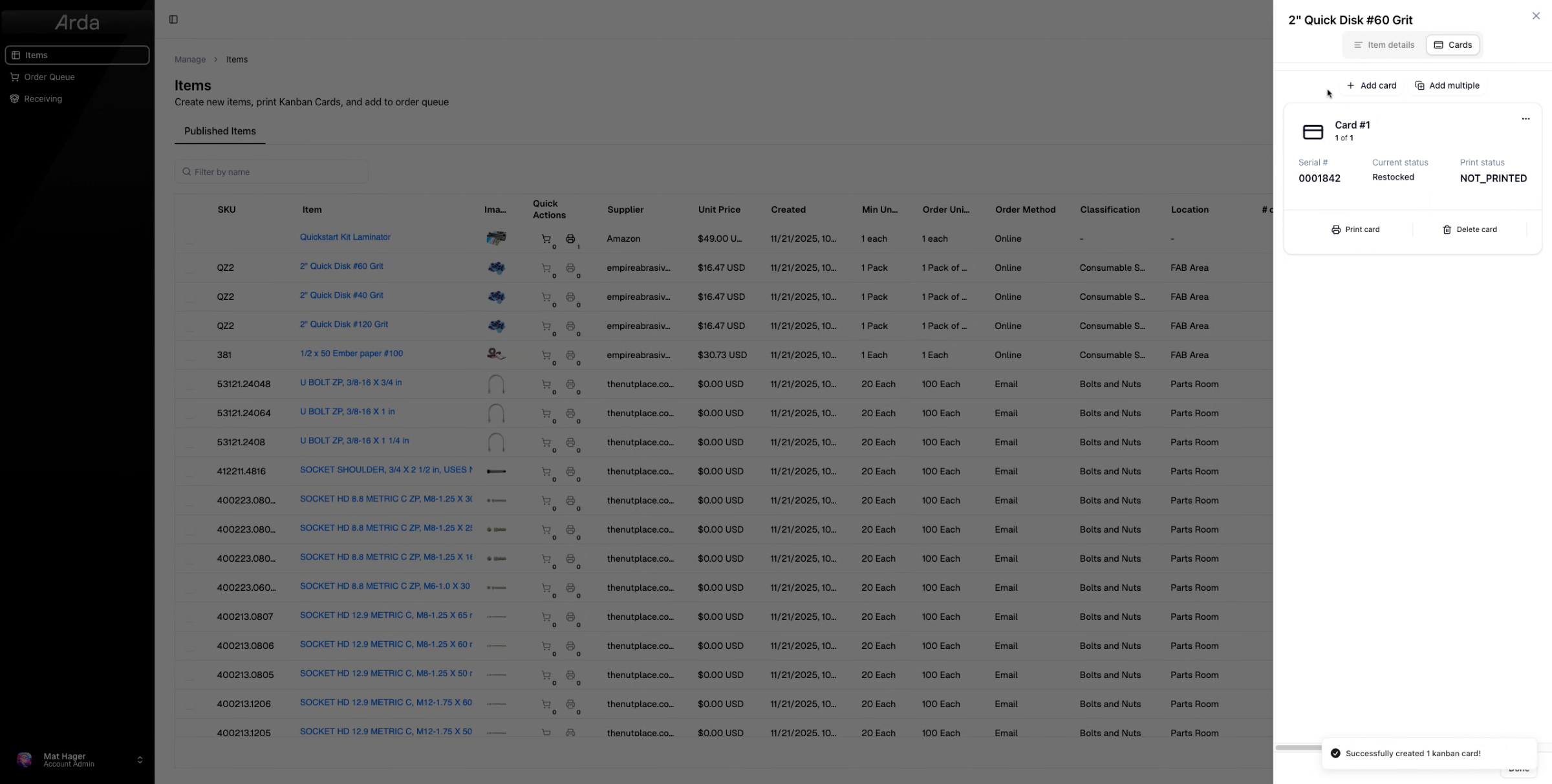 Confirm Card Availability at a Glance