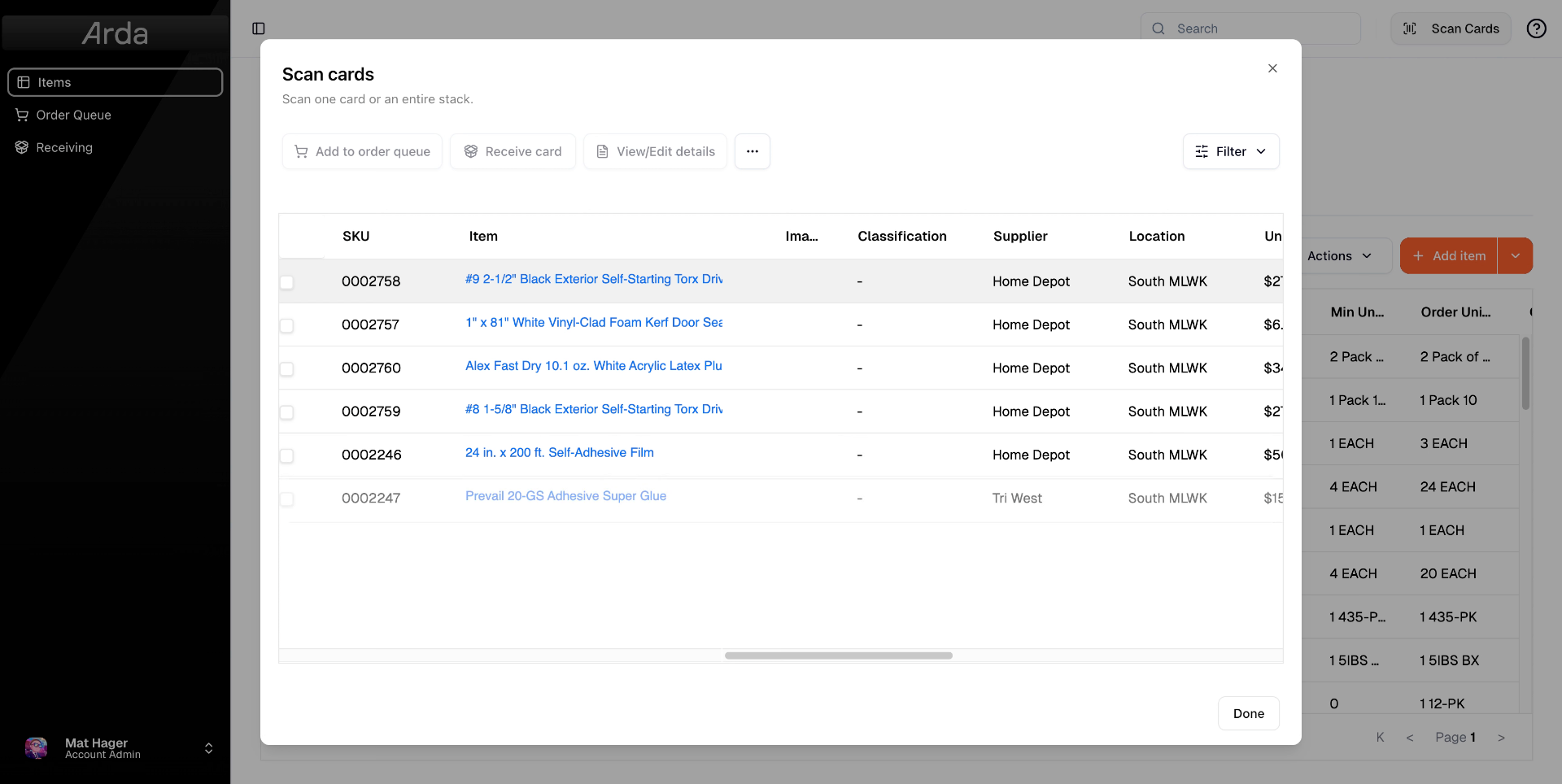 Repeat Steps to Add Cards to Order Queue